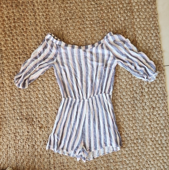 RED, White & Blue Striped Romper - Picture 1 of 13